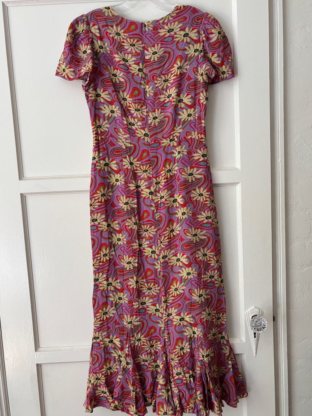 RHODE Lulani Midi Dress Floral Pink Midi Dress with Flutter Hem - Picture 6 of 11